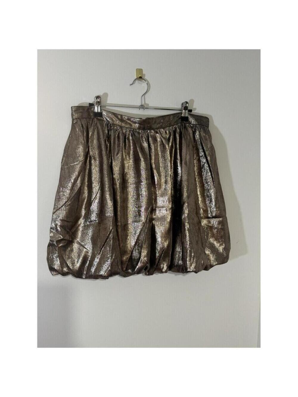 Madewell Gold Metallic Bubble Hem Zip Skirt Lined Party Size 10
